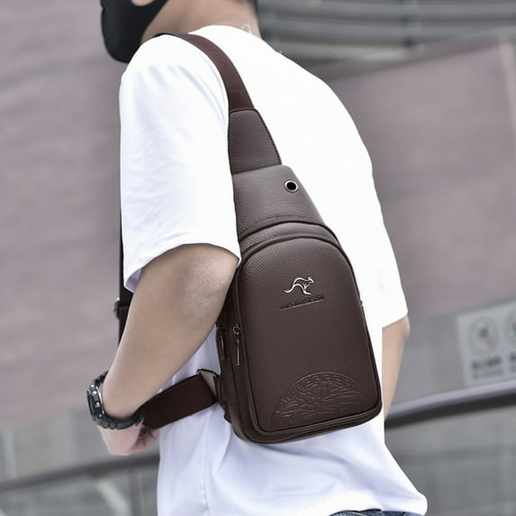 Kangaroo Chest Bag Casual Men's Shoulder,Brown