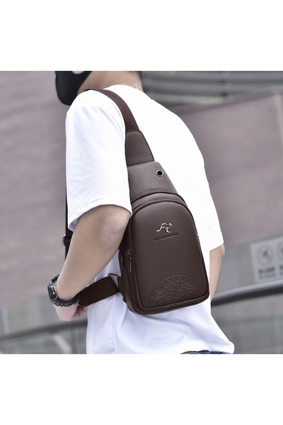 Kangaroo Chest Bag Casual Men's Shoulder,Brown