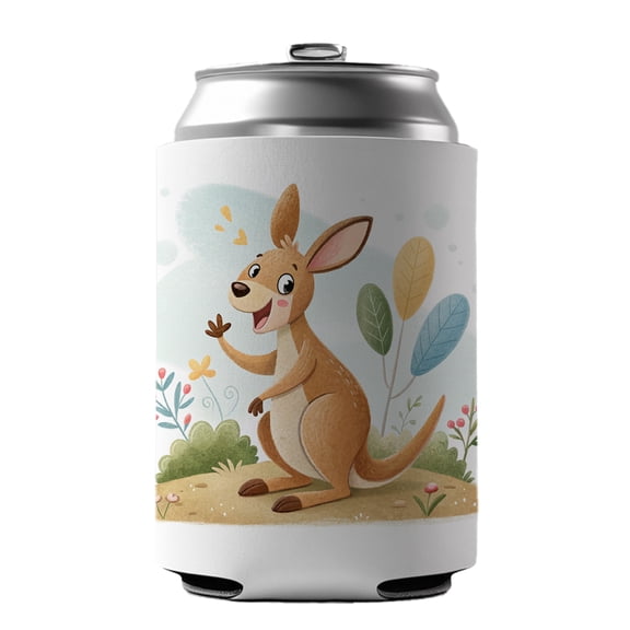 Kangaroo Children's Illustration Style Drink Beer Soda Insulated Sleeve Holder Can Cooler Hugger