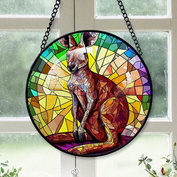 Kangaroo Christmas Stained Glass, Kangaroo Ornament, Kangaroo Christmas Dcor, Xmas Decorations b9cKDs