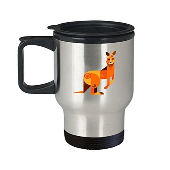 Kangaroo Coffee Mug - 14 oz Stainless Steel Travel Cup - Perfect Zoo Animal Gift