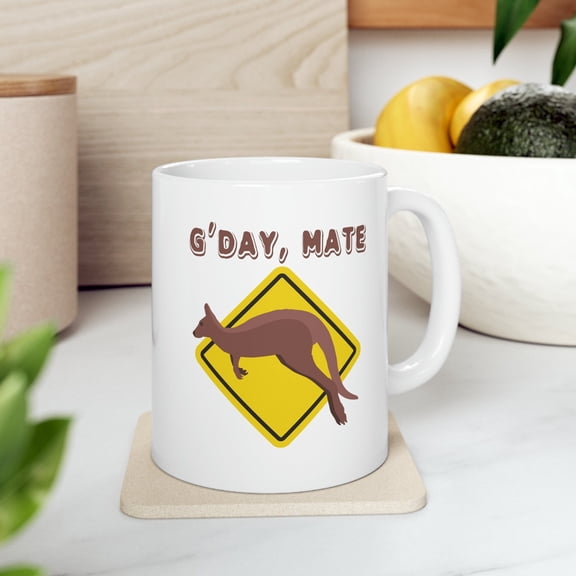 Kangaroo Coffee Mug G'Day Mate, Funny Tea Cup, Animal Lover Gift, Cute Wildlife Mug