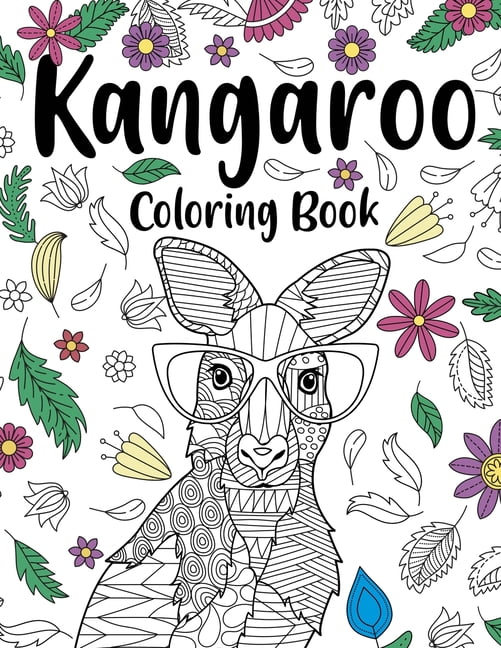 Kangaroo Coloring Book: Coloring Books for Adults, Gifts for Kangaroo Lovers, Floral Mandala Coloring Pages, Australian , (Paperback)