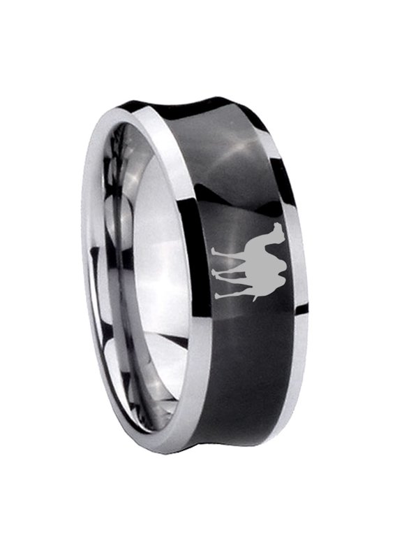 Kangaroo Concave Black Tungsten Men Ring 10MM