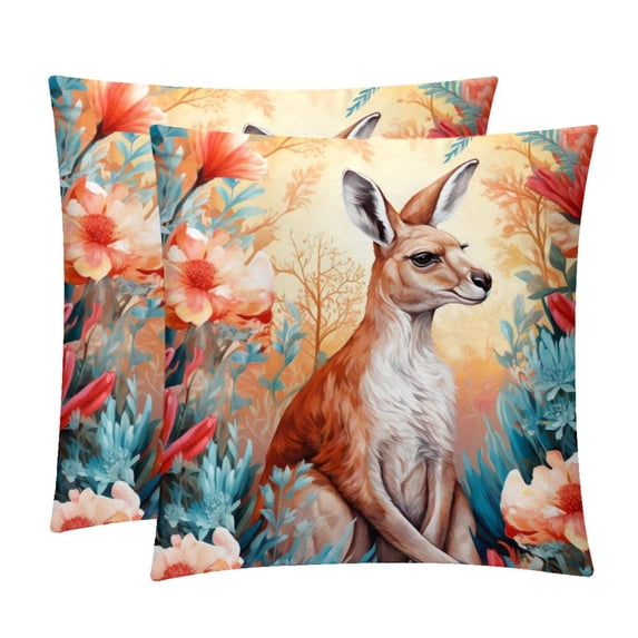 Kangaroo Covers with Unique Patterns, Set of 2 Decorative Throw Pillow Inserts for Sofa Bed Couch, 16x16/18x18/20x20 Inches, Ideal for Home Decor and Gifting