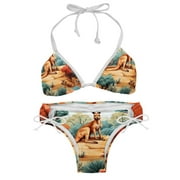 Kangaroo Detachable Sponge Adjustable Strap Bikini Set Two-Pack - Ideal for Beach & Pool Parties