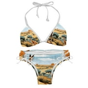 Kangaroo Detachable Sponge Adjustable Strap Bikini Set Two-Pack Swimsuit Swimwear for Beach Pool Party
