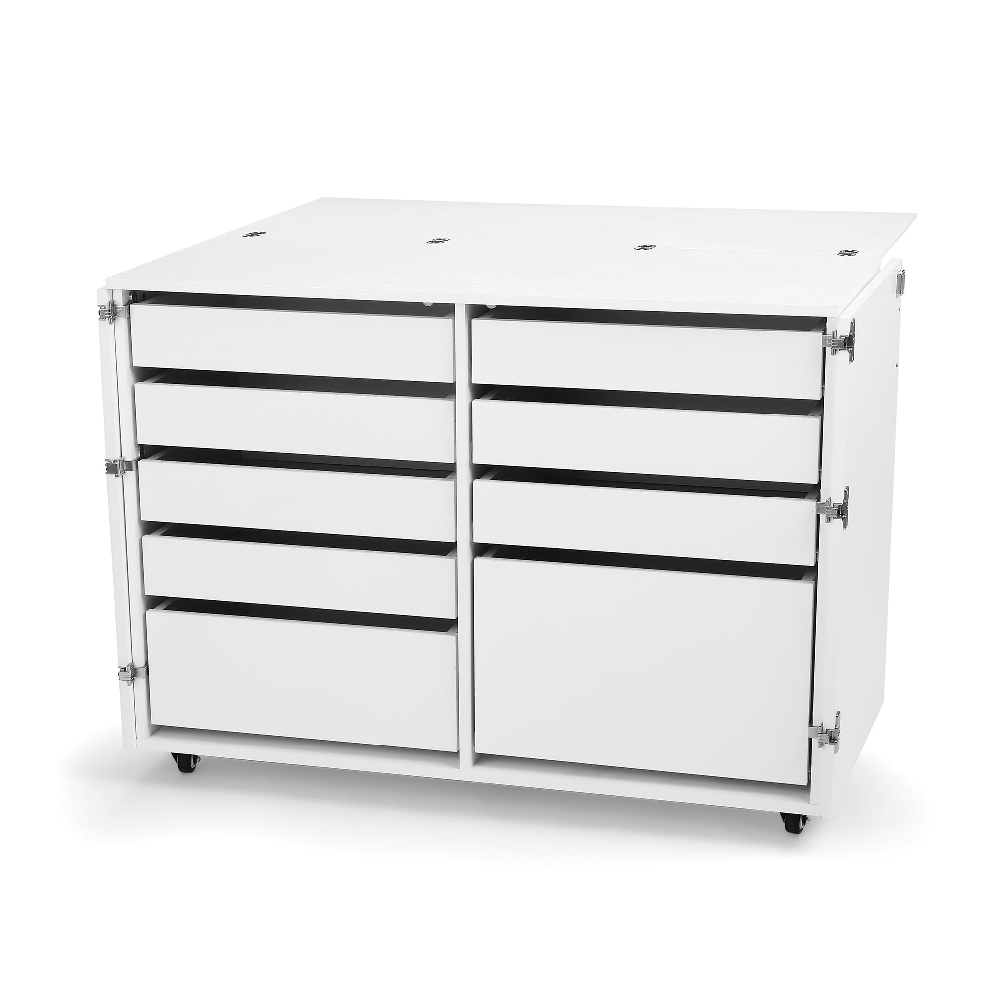 White Ash Portable Sewing and Craft Storage Cabinet with 9 Drawers