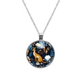 thumbnail image 1 of Kangaroo Elegant Glass Circular Pendant Necklace Statement Jewelry, 1 of 5