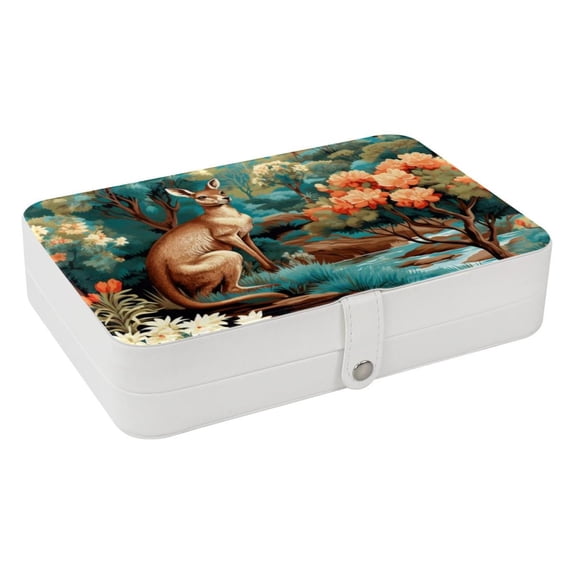 Kangaroo Elegant PU Leather Jewelry Box with Removable Compartment, Portable Earring Organizer, Necklace Organizer, and Decorative Box