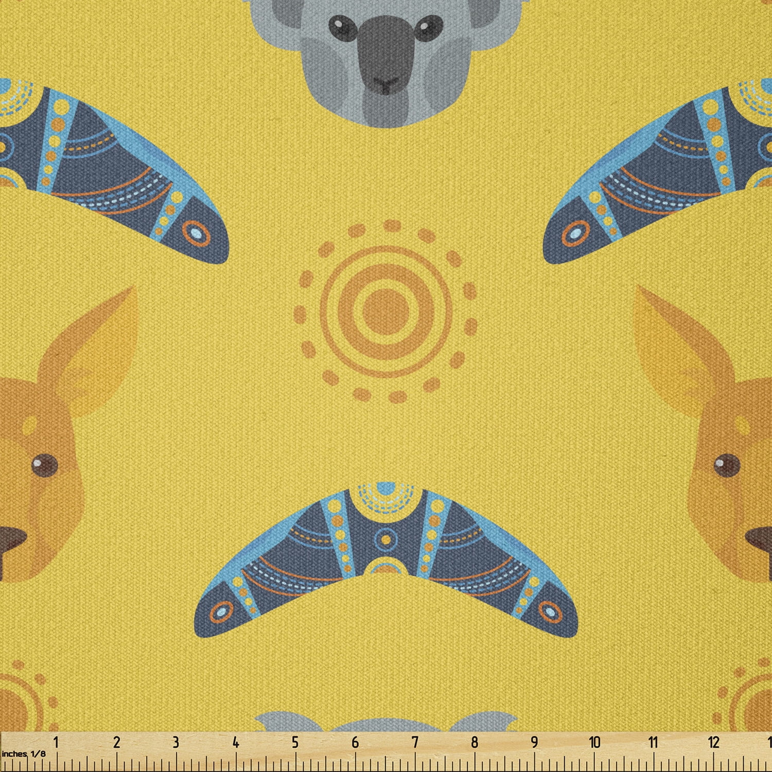 Kangaroo Fabric by The Yard, Australian Aboriginal Pattern Boomerang ...