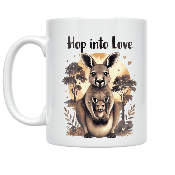 Kangaroo Family Bond Design - Animal Lover - 11 oz Ceramic Coffee Mug