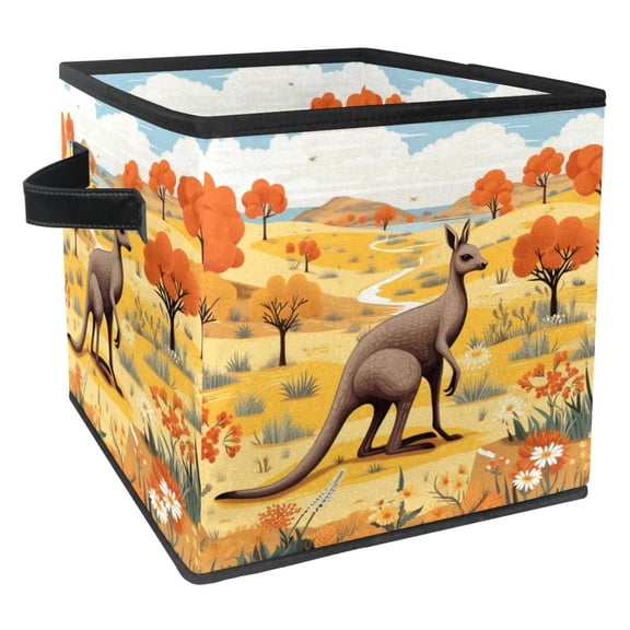 Kangaroo Foldable Storage Basket Toy Box Storage Cubes Organizer with Handle, 10.8"x10.5"x10.6", Large Capacity