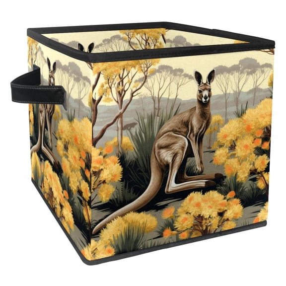 Kangaroo Foldable Storage Box with Handle, 10.8"x10.5"x10.6", Large Capacity - Storage Bins, Storage Basket, Storage Cubes
