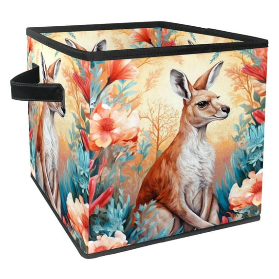 Kangaroo Foldable Toy Box with Handle, 10.8"x10.5"x10.6", Large Capacity Storage Containers, Storage Cubes, Storage Baskets