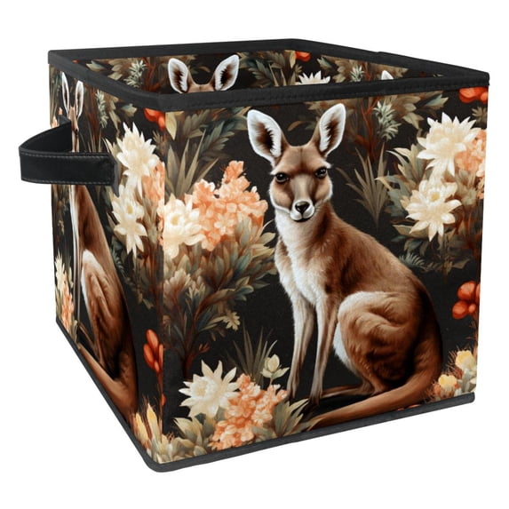 Kangaroo Foldable Toy Box with Handle, 10.8"x10.5"x10.6", Large Capacity Storage Containers, Storage Cubes, Storage Baskets