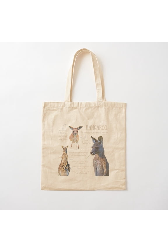 Kangaroo Fun Facts Canvas Tote Bags, Reusable Shopping Bag