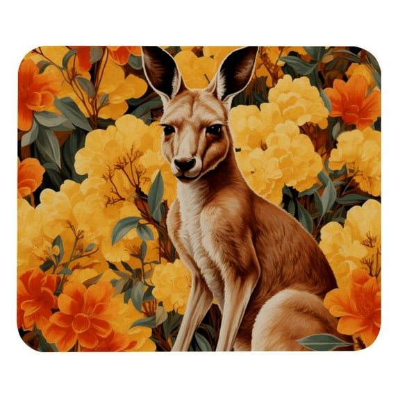 Kangaroo Gaming Mouse Pad, Desk Mat, Square 8.3x9.8 Inch Non-Slip Rubber Bottom Printed for Office and Gaming