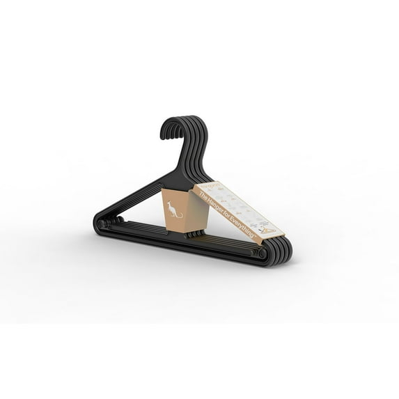 Kangaroo 100% Recycled High-Strength Charcoal Clothing Hanger - 5 Pack for Pants, Shirts, Jackets