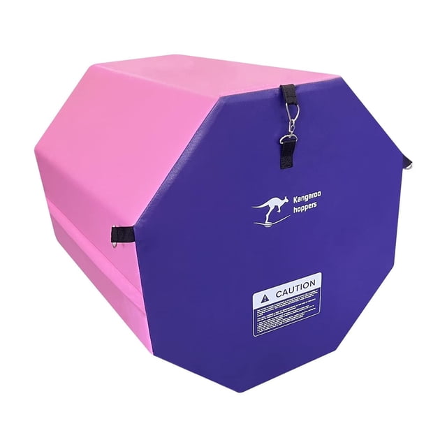 Kangaroo Hoppers 19"x23" Gymnastics Octagon Tumbling Mat with Carrying Handles for Home Gym Exercise (Pink/ Purple)