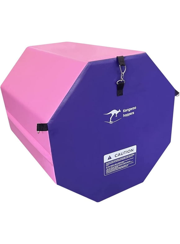 Kangaroo Hoppers 24" x 26" Gymnastics Octagon Tumbling Mat with Carrying Handles for Home Gym Exercise (Pink/ Purple)