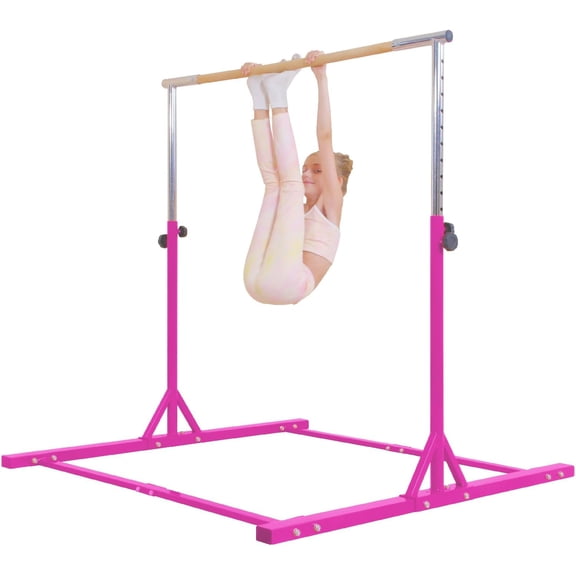 Kangaroo Hoppers Adjustable Gymnastics Bar for Kids Ages 3-15, 35.4" to 57.1", Horizontal Bar for Home, Steady Steel Construction, Anti-Slip, 260LBS