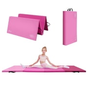 Kangaroo Hoppers Gymnastics Tumbling Mat for Kids, Foldable Tumble Mat for Gymnastics for Home with Velcro, 4 FT x 8 FT x 1.5", PVC Leather, Gradient Pink