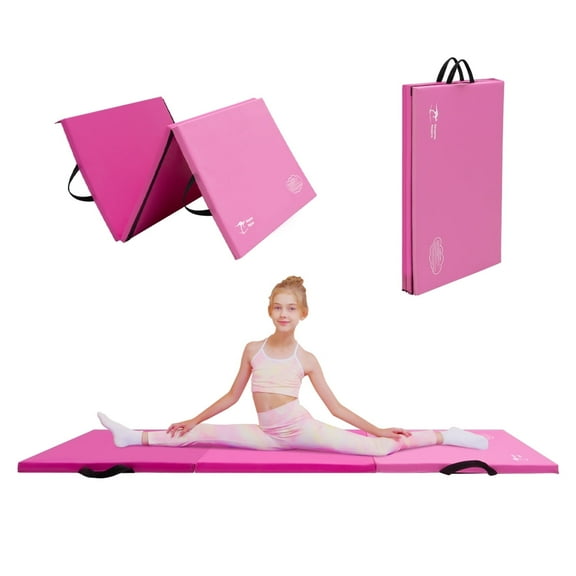 Kangaroo Hoppers Gymnastics Tumbling Mats for Kids, Foldable Gym Mat with Carrying Handles for Home Activity Play