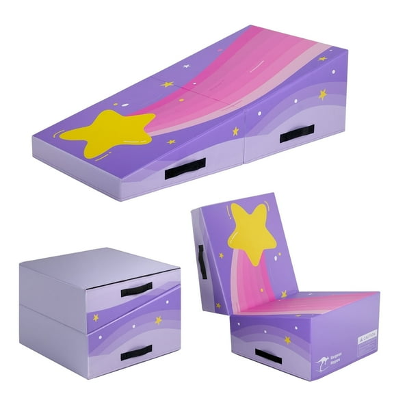 Kangaroo Hoppers Incline Gymnastics Mat, 56"x28"x15" Folding Wedge for Kids Tumbling, Skill Training, Multiple Colors Cheese Mat for Gymnastics, Home Gym Exercise