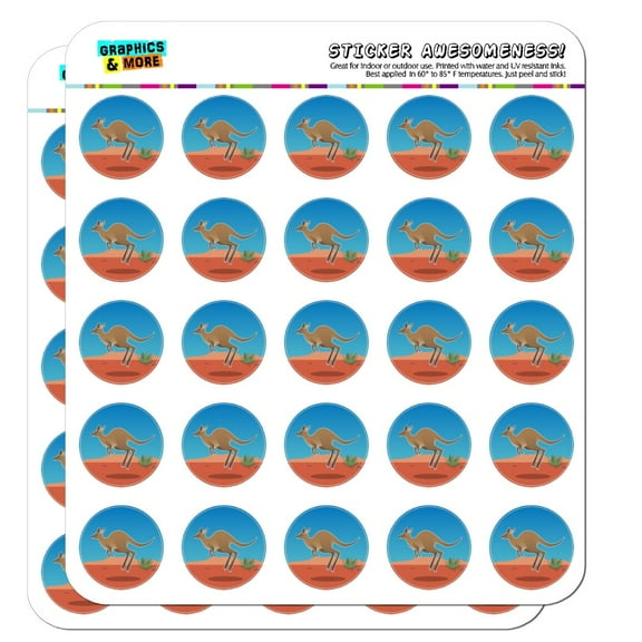 Kangaroo Hopping in the Australian Outback 1" Planner Calendar Scrapbooking Crafting Opaque Stickers