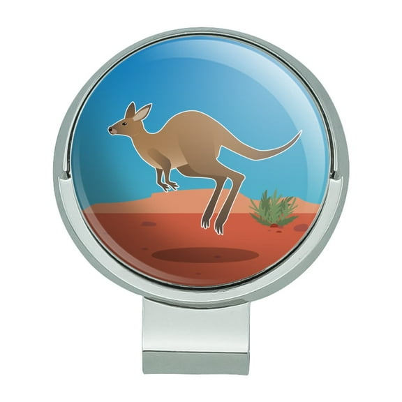 Kangaroo Hopping in the Australian Outback Golf Hat Clip With Magnetic Ball Marker