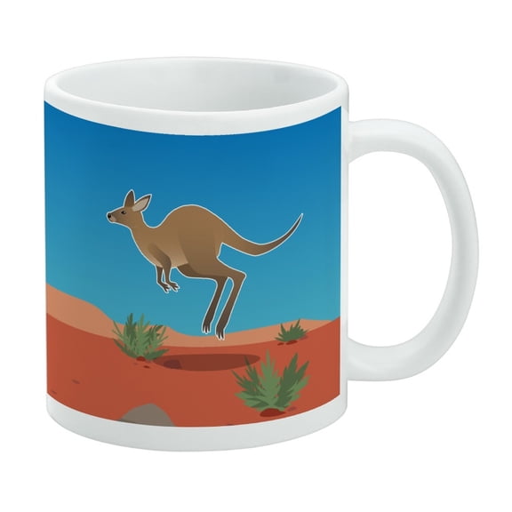 Kangaroo Hopping in the Australian Outback White Mug