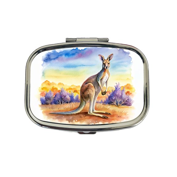 Kangaroo In The Fields Of Australia Watercolor Small Travel Handbag Pill Box Case