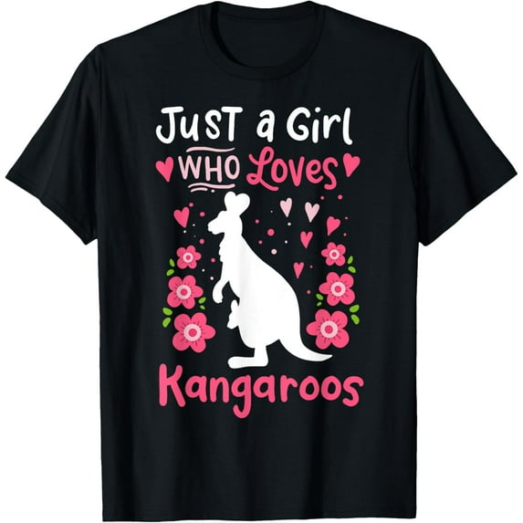 Kangaroo Just A Girl Who Loves Kangaroos Gift T-Shirt men and women can wear, black, white, gifts