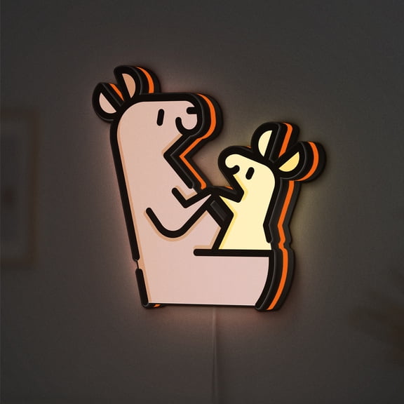 Kangaroo LED Lightbox - Zoo Baby Mammal Animal Decor, Custom Led Sign for Home Office Shop Decor (Width 12 inch, 30cm)