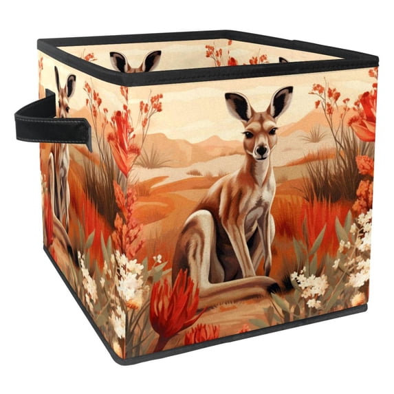 Kangaroo Large Capacity Foldable Storage Baskets with Handle, 10.8"x10.5"x10.6", Toy Storage Cube Organizer Storage Containers