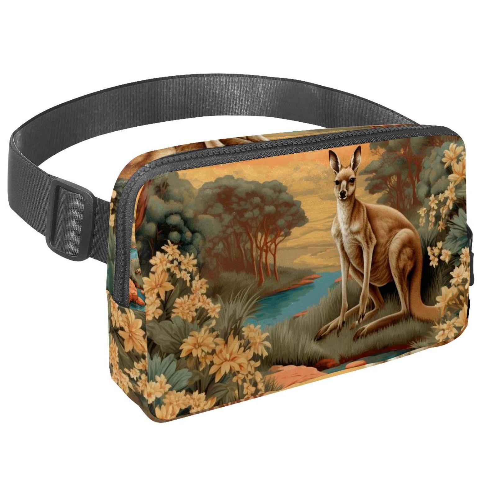 Kangaroo Lightweight Adjustable Fanny Bag Running Belt Sling Bag with Extension Strap Unisex