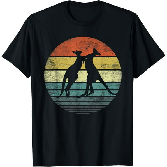 Kangaroo Lover Gifts Retro Vintage Zoo Animal Silhouette T-Shirt men and women can wear, black, white, gifts