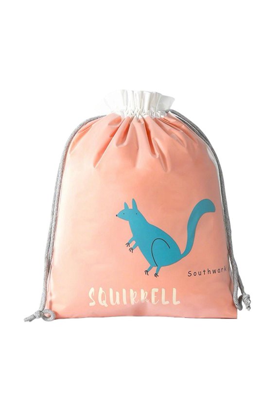 Kangaroo Medium 12.2"x15.35" Double Layer CPEVA Drawstring Bag - Reusable Frosted Pouch for Toys, Clothes, Storage
