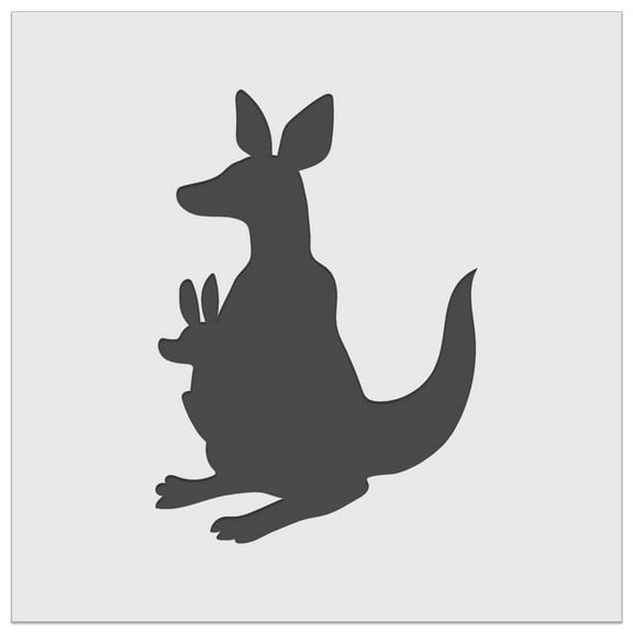 Kangaroo Mother with Baby Joey Silhouette DIY Cookie Wall Craft Stencil - 4.5 Inch