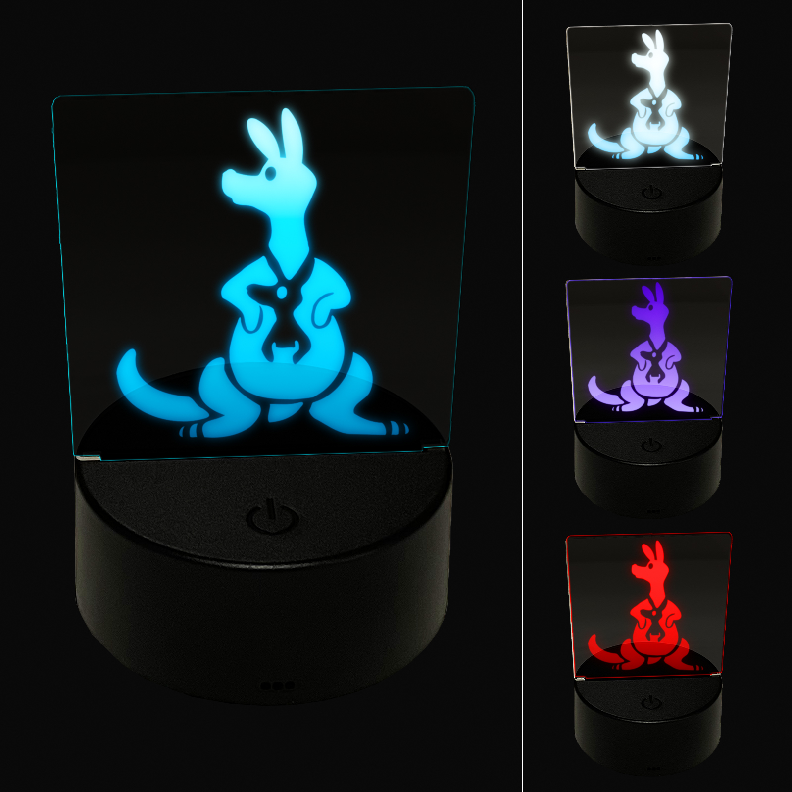 Kangaroo Led Rings Kangaroo Mother with Baby Joey in Pouch Pocket LED Night Light Sign 3D ...