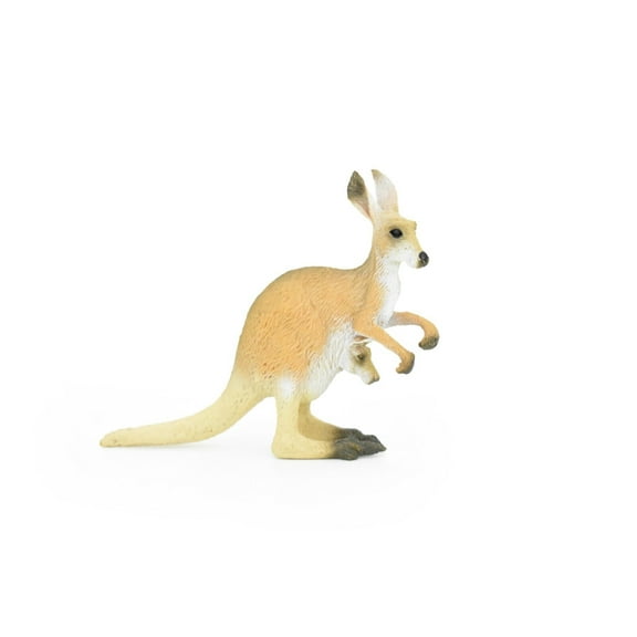 Kangaroo, Mother with Baby, Marsupial, Realistic Rubber Figure, Model, Hand Painted Figurines 4.5" CH149 B247