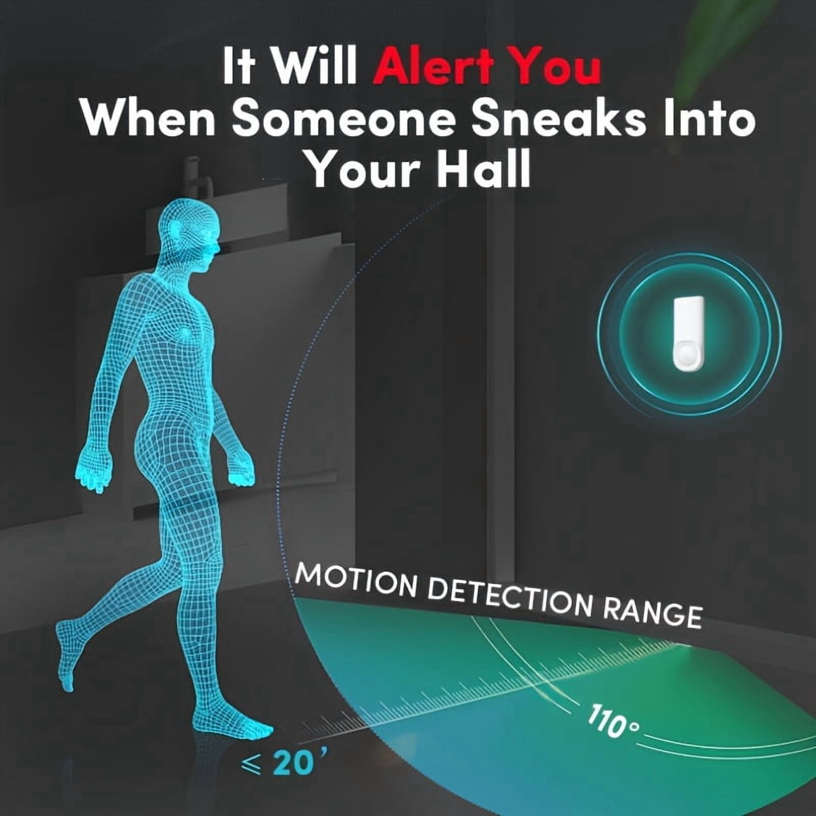 Kangaroo Motion+Entry Sensor: Indoor Security Alarm for Doors & Windows, 20-Foot Range, 110 View, WiFi Real-Time Phone Alerts, Easy Peel-And-Stick Install