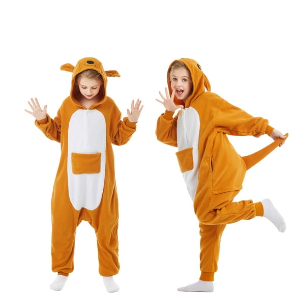 Kangaroo Onesie Kids CANANSOUR Cosplay Christmas Festival Pajamas Animal Polyester Outfits 6-8 Years