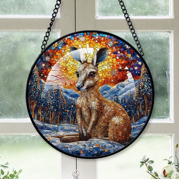 Kangaroo Ornament Christmas 2025, Kangaroo Stained Glass Window Hanging Artistic Handmade Glass Ornament, Perfect for Nature Lovers