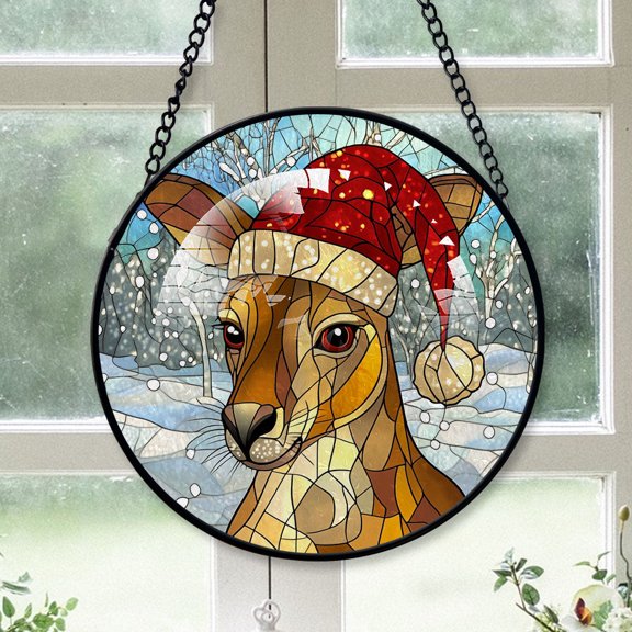 Kangaroo Ornament Christmas 2025, Kangaroo Stained Glass Window Hanging Artistic Home Decor for Every Season