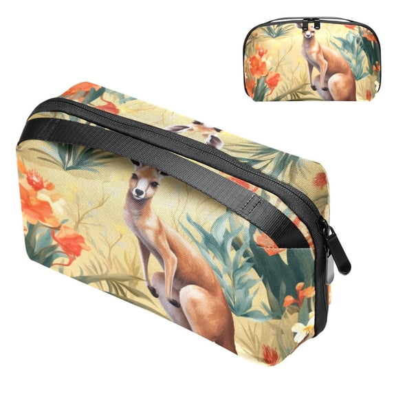 Kangaroo Oxford Cloth Waterproof Storage Pouch for Electronic Devices - Hard Drive Cases, Charger Case, Small Travel Case, Cable Organizer Storage - 5.9x9.44x3.14 in