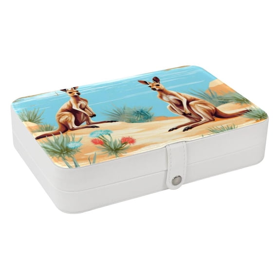 Kangaroo PU Leather Jewelry Box Display Case with Removable Compartment and Bracelet Holder - Portable Storage Container