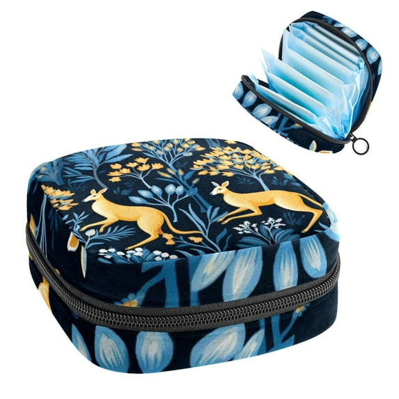 Kangaroo Pad Bag Storage Organizer Pouch for Menstrual Hygiene Products with Velvet Fabric, Sponge, and Oxford Cloth, 4.7x6.6x6.6 in, Period Pouch, Mini Pouch