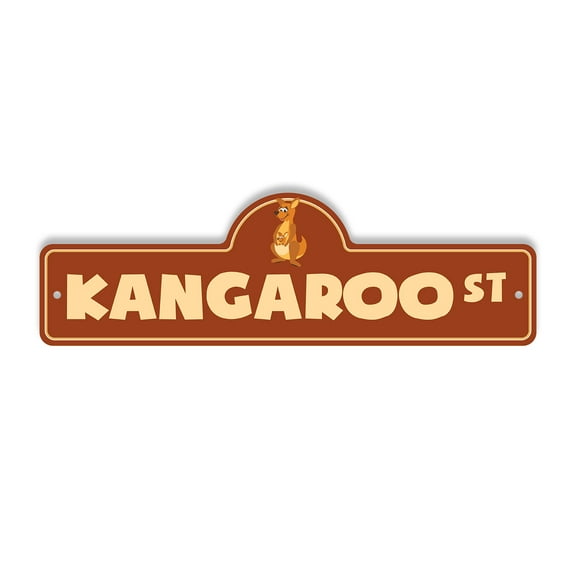 Kangaroo Plastic Street Sign - 6 Inch X 18 Inch Gift Animal Wildlife Australia Jump Pouch Exotic Nature Zoo Decor Fun Unique